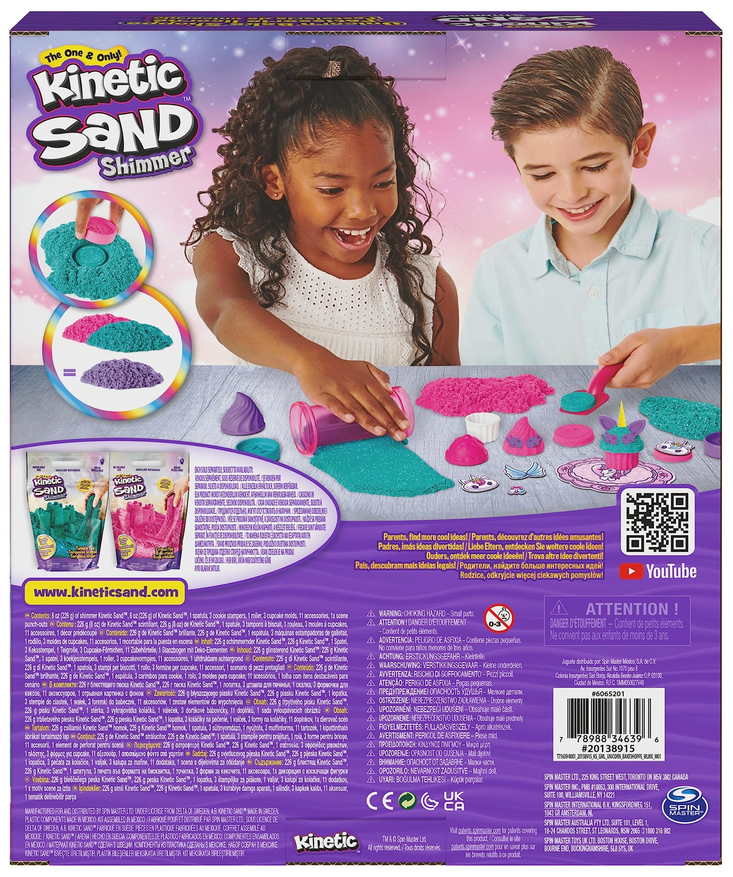 Kinetic Sand Unicorn Back Set - with 454 g of original kinetic sand from Sweden and lots of accessories for clean, creative indoor sand play and role-playing, for children aged 3 and up.