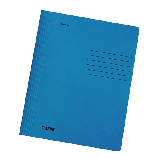 Falcon 150-pack quick folders in intense colors. Made in Germany. Pre-folded folders made of recycled cardboard, suitable for A4 size, blue, Blue Angel certified.