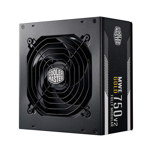 Cooler Master MWE 750 Gold V2, Modular PC Power Supply (EU Plug), 80 Plus Gold, 750 Watt PSU with Flat Cables, 120mm HDB Fan, Temperature Threshold 50°C