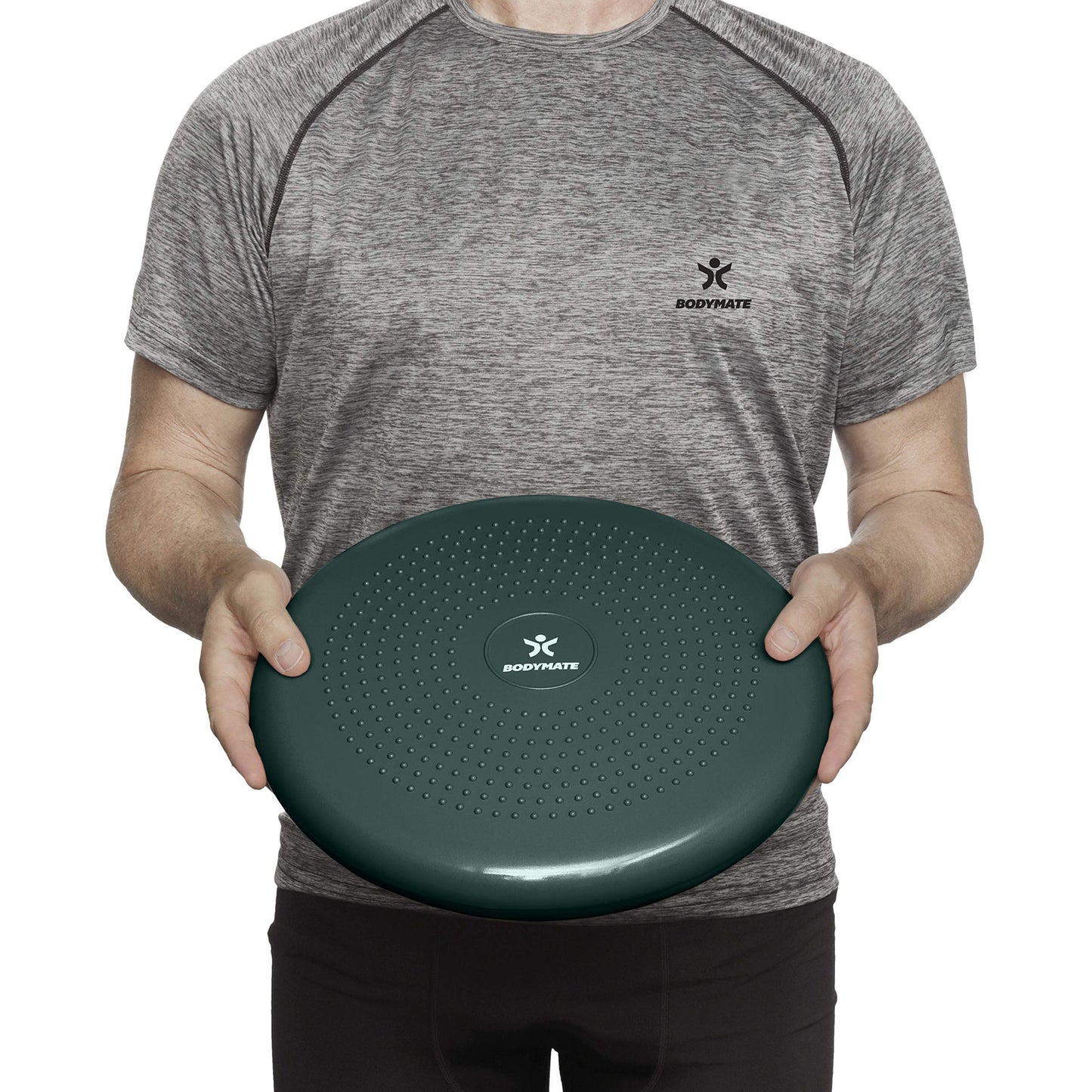 BODYMATE ball cushion with pump Midnight Green 34cm diameter - balance cushion, air cushion, balance pad, knob cushion - core, fitness, rehab, coordination and back training.