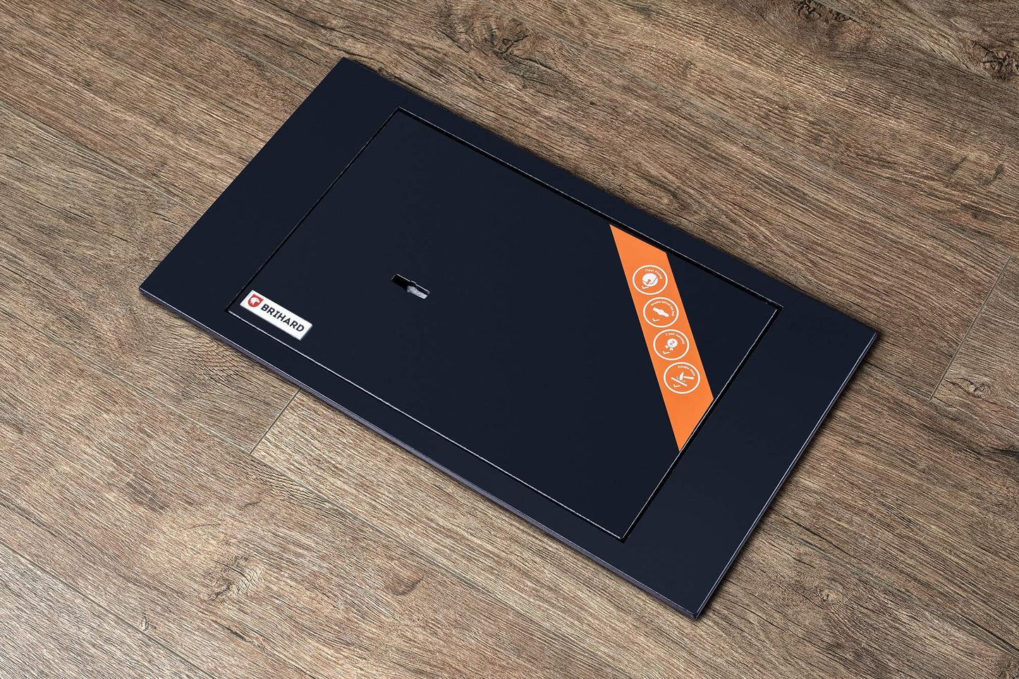 Brihard floor-mounted safe with key lock - built-in safe 4L secure storage - external dimensions 13x39x21 cm (HxWxD) | Heavy-duty safe - internal dimensions 12x33x17cm (HxWxD)