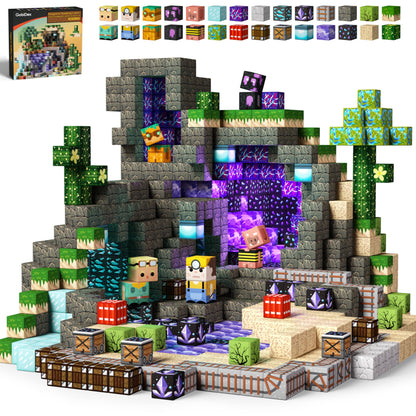 GobiDex Magnetic Building Blocks 100 Pieces, MagWonder Build with Gemfifre Hollow Magnetic Blocks, Game-Based STEM Montessori Toy for Kids 3+, Gift for Boys and Girls
