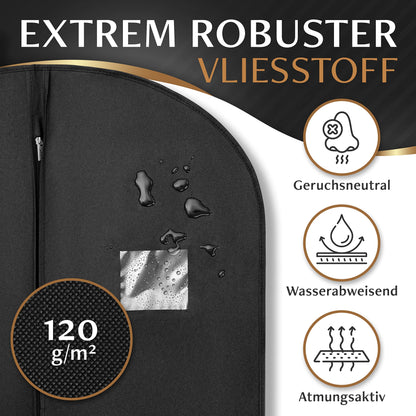 Bruce.® 5x Garment Bag Short 120x60 cm - High-quality garment cover for suit, blazer, costume & dress - 120 GSM material thickness - Suit bag for travel & storage