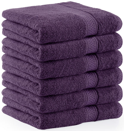 Utopia Towels - 6 pack of Terry hand towels 50x100 cm with hanging loop, medium size towels 100% cotton soft and absorbent towel set (Plum)