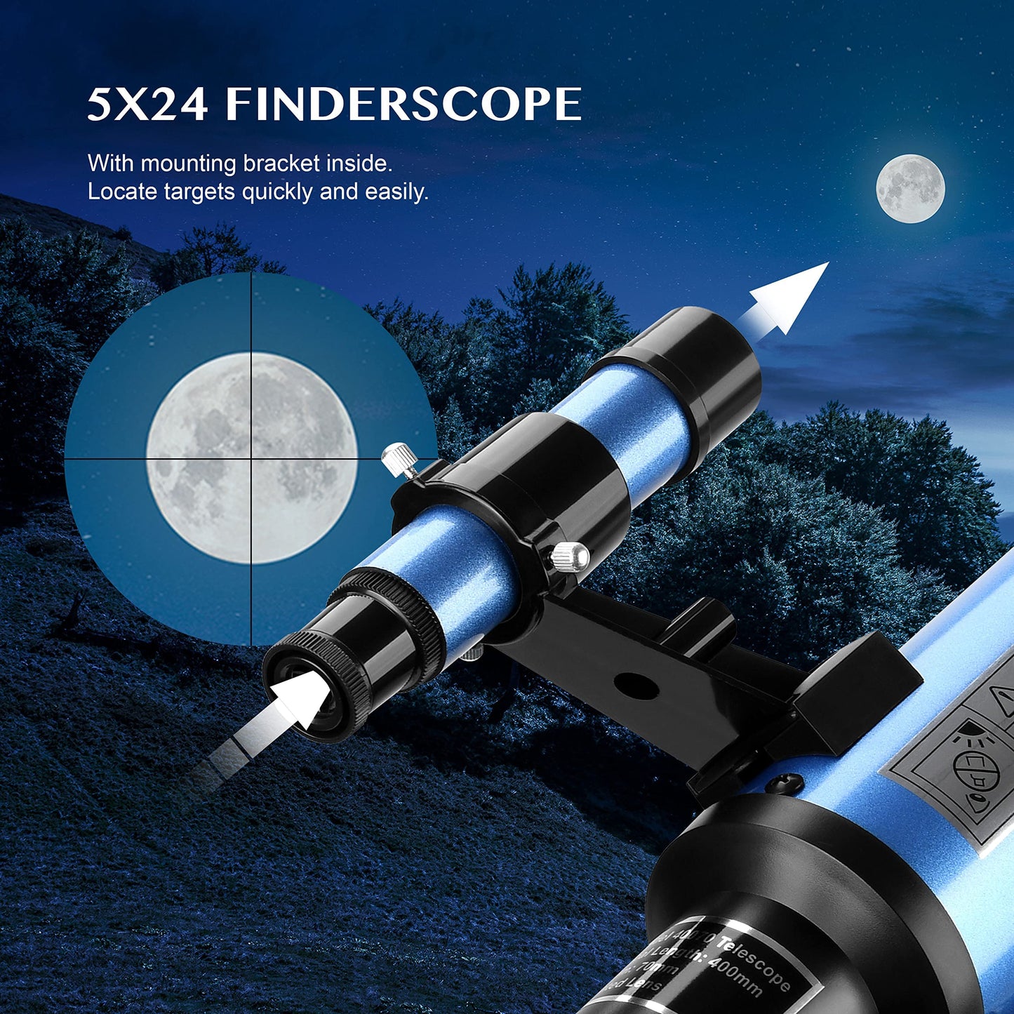 Aomekie Telescope Astronomy 70/400 Telescope for Kids Beginners Amateur Astronomers with Aluminum Tripod Smartphone Adapter and Moon Filter (40070)