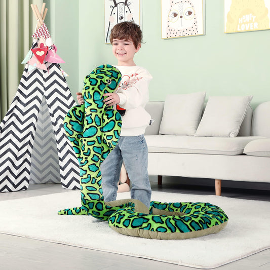 IKASA Big Snake Plush Toy Giant Stuffed Animal, 270cm Large Cobra Stuffed Toy Huge Plush Toy Jumbo Plushies, Gift for Kids
