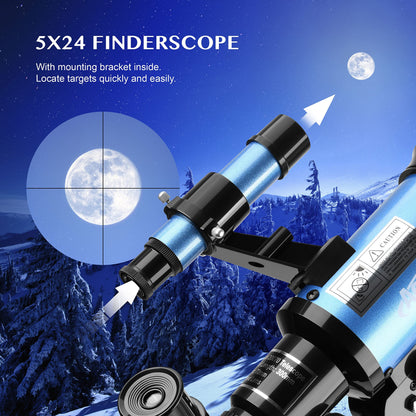 Aomekie Telescope for Kids Beginners 70MM Astronomy Telescope with Smartphone Adapter Aluminum Tripod Barlow and Erecting Eyepiece