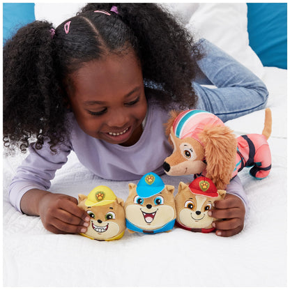 PAW PATROL: The Mighty Movie, Liberty plush figure with stretch function and 3 Junior Patroller mini plush figures, 24cm long, suitable toy for toddlers.