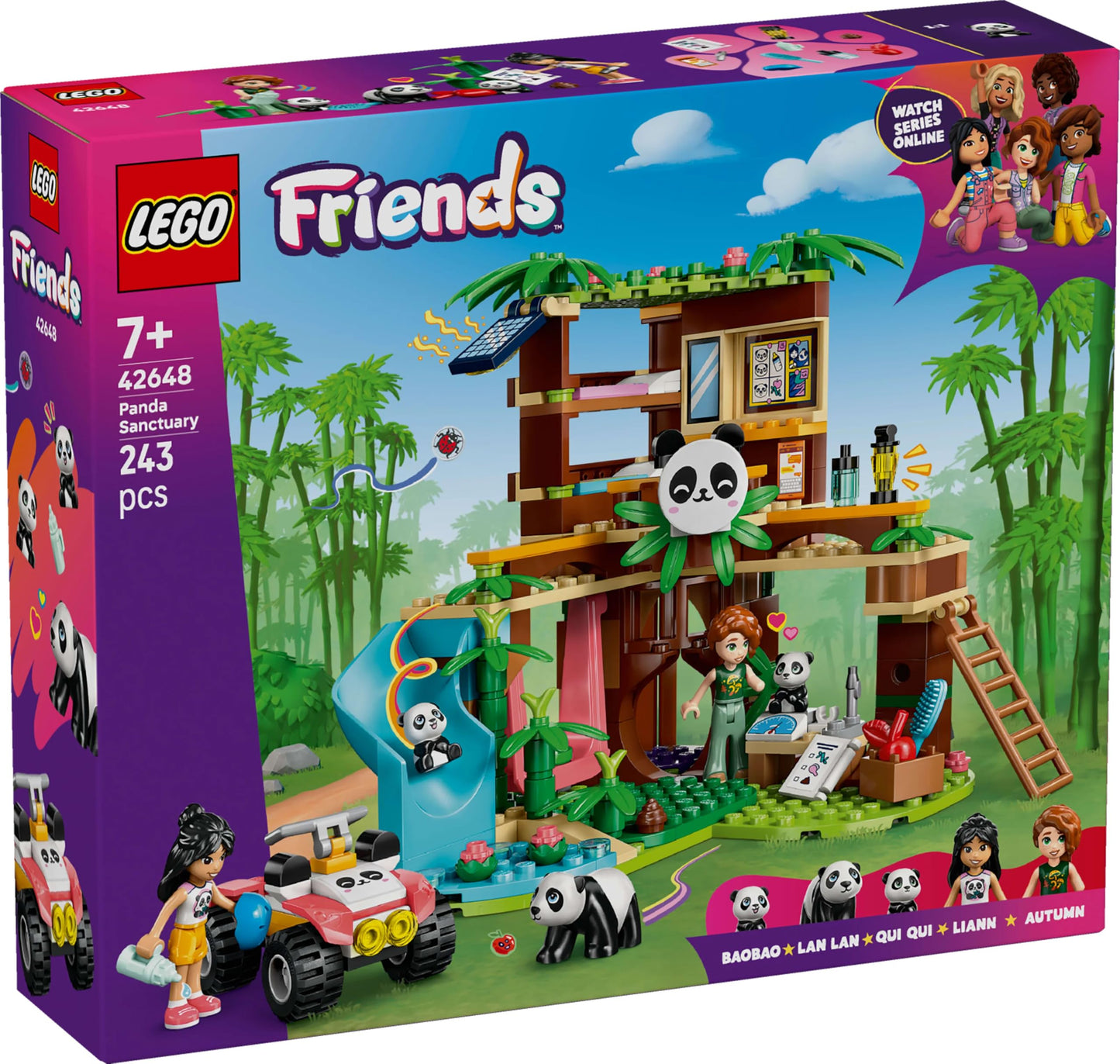 LEGO Friends Panda Care Station - Toy with treehouse, quad bike, 2 mini-dolls, and 3 panda figures - Creative set for girls aged 7 and up - 42648