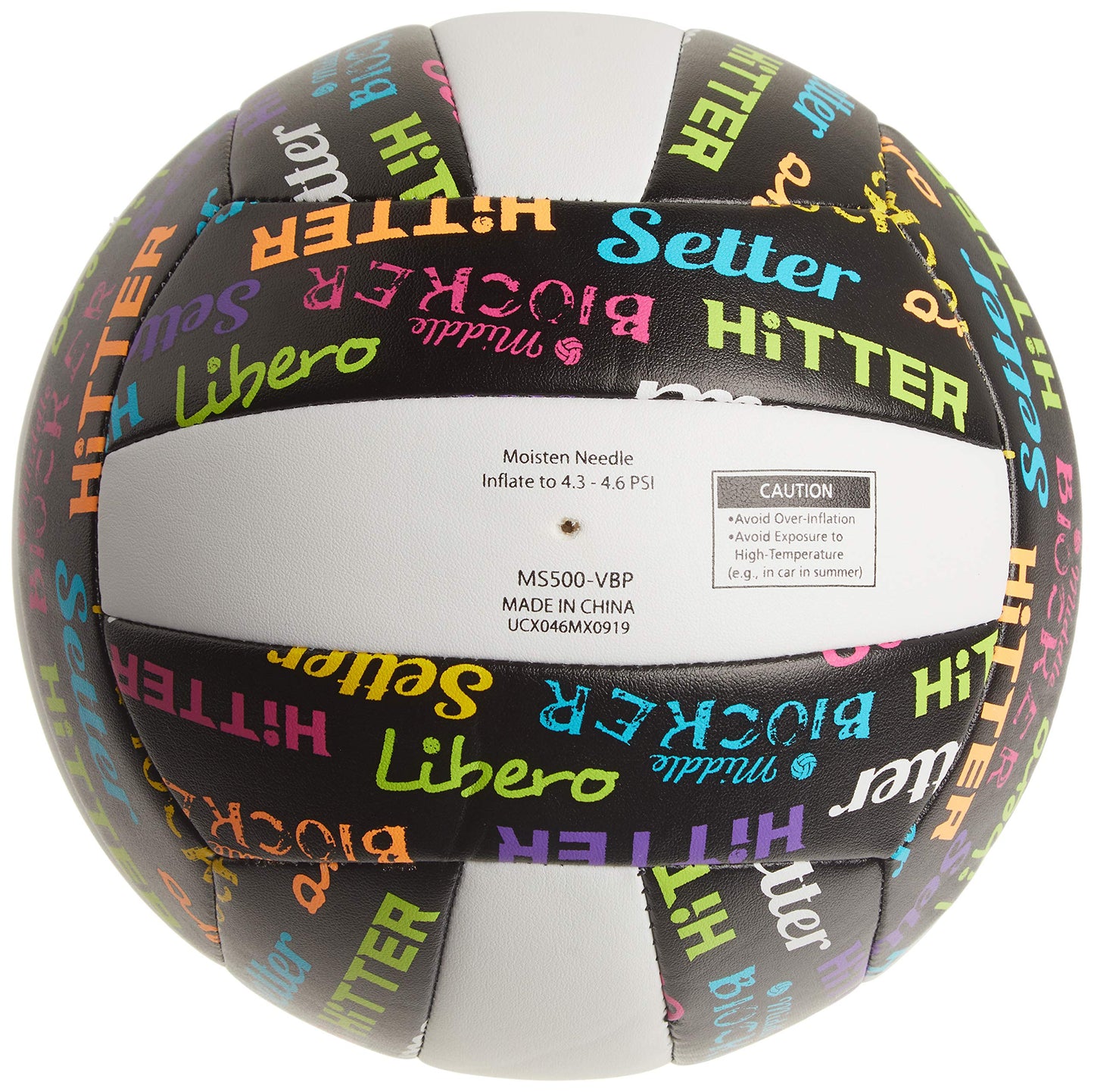 Molten Volleyball Positions Recreational Volleyball, Black/Neon colors, official product, MS500-VBP