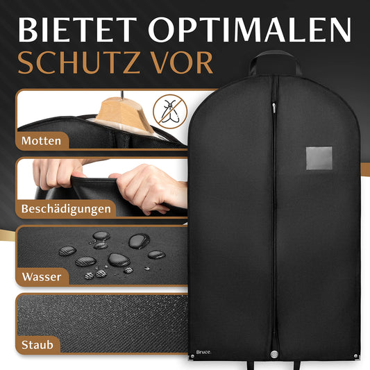Bruce.® 5x Garment Bag Short 120x60 cm - High-quality garment cover for suit, blazer, costume & dress - 120 GSM material thickness - Suit bag for travel & storage