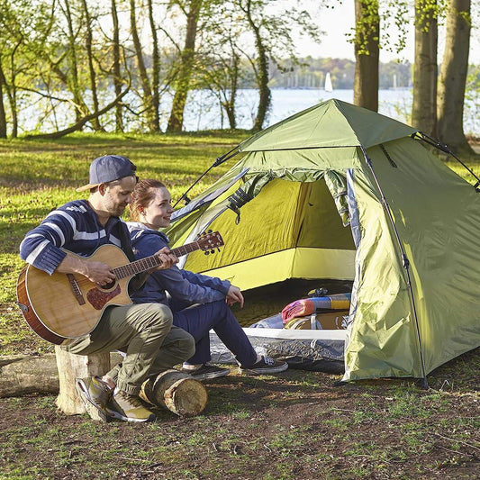 Lumaland Pop Up Camping Tent | 2-3 Person Dome Tent 215 x 195 x 120 cm | 4 Season Igloo Tent | Outdoor Trekking & Festival Pop-Up Tent | Lightweight, Waterproof & Durable [Green]