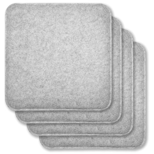 Rubberneck 4-pack non-slip felt seat cushions, square chair pads with anti-slip knobs, light gray