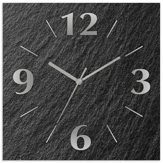 ARTLAND wall decoration wall clock without ticking noises aluminum quartz clock 30x30 cm square silent analog quartz clock, 4 digits 30x30 cm slate look U1RE