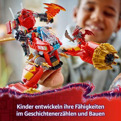 LEGO NINJAGO Kai's Stormbringer Mech - Flying motorcycle toy with 3 minifigures - Mech with posable head, arms, and legs - Building toy - Gift for boys & girls ages 7+ 71830
