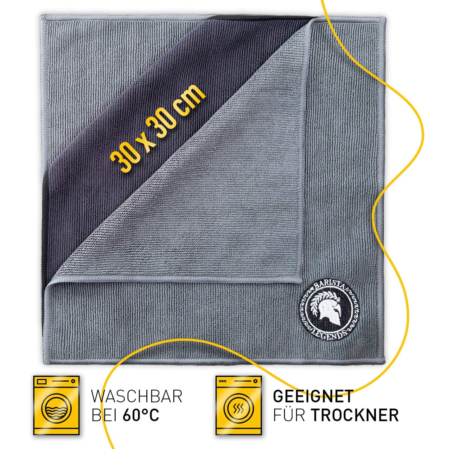 Barista Legends® Barista Cloth Set 4 Pieces - 30x30cm Barista Cloths for cleaning your coffee equipment (Barista Cloths)
