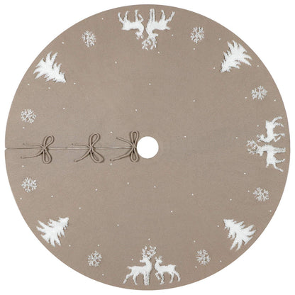 LOMOHOO Christmas Tree Skirt 48 inches knitted 3D Elk Christmas Tree Skirt, Rustic red tree skirt for Christmas decoration, for indoor and outdoor use (Beige, 48 inches)
