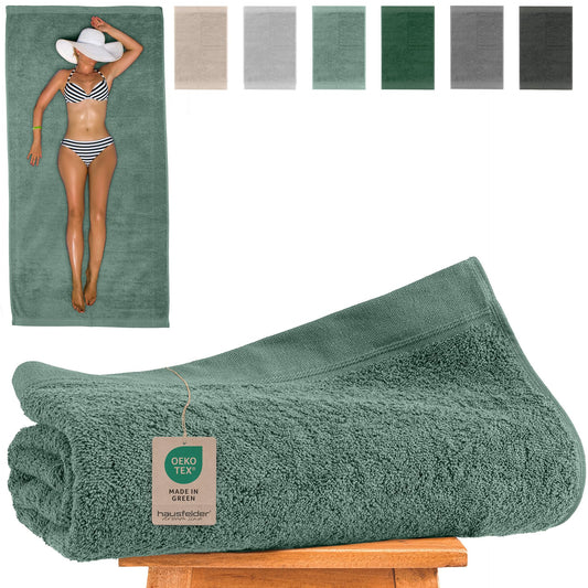 Hausfelder sauna towel XXL 100x200 cm, sauna towel large, unisex sauna towel, 100% cotton (Light green, sauna towel XXL 100x200cm)