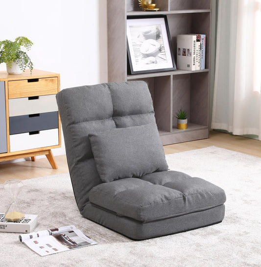 FLOGUOOR floor chair with backrest, floor sofa 14 level adjustable, floor seat up to 150kg load capacity, floor sitting cushion (8823) Gray