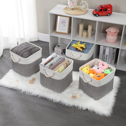 Mangata storage box fabric 30x30x30 cm, storage basket gray white, fabric baskets in cubes for wardrobe, shelf, and clothes, (Foldable, 4 pack)