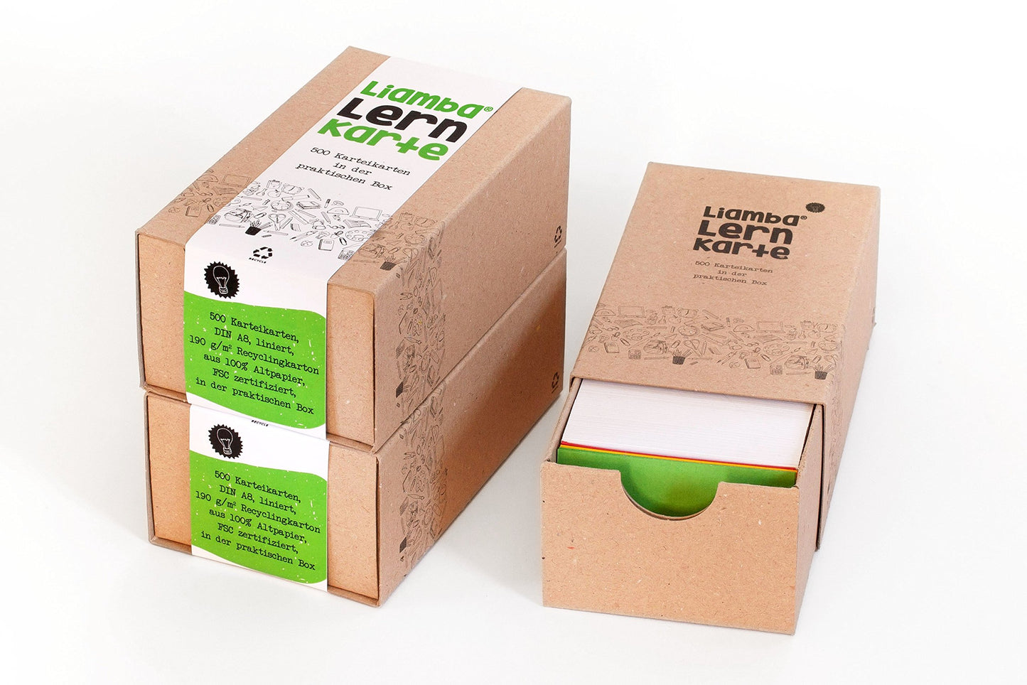 Liamba flashcards 500 flashcards in the handy learning box, DIN A8 format, 7.4 x 5.2cm