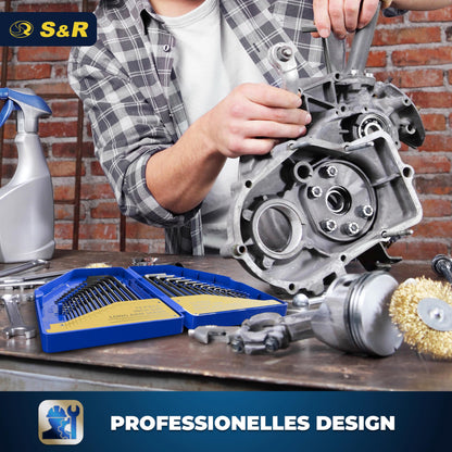 S&R Hex Key Set, 30 pieces, CrV steel, metric 0.7-10 mm & inch 0.028 to 3/8; Hex set precise, durable & robust for bicycle, automotive & furniture assembly, Allen key set.