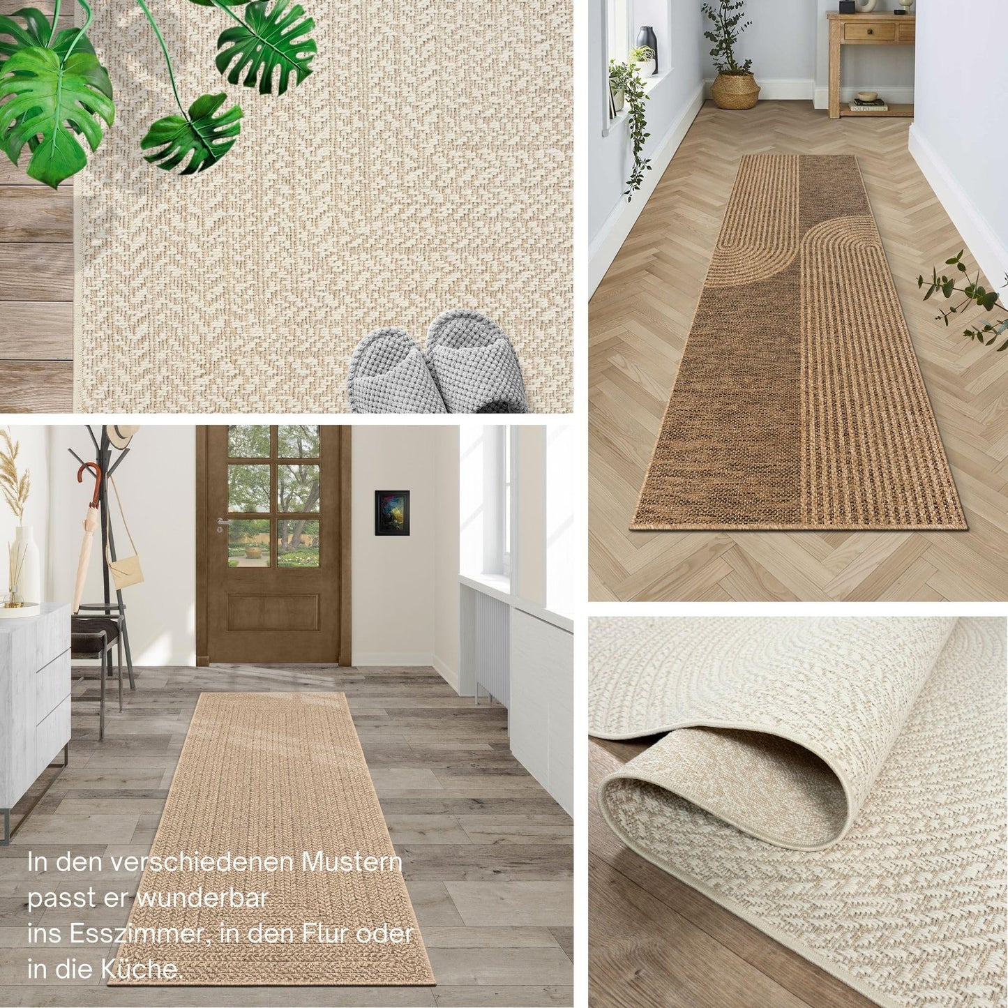 The carpet Kansas - durable indoor and outdoor rug in natural jute look, weatherproof, suitable for terrace and garden, cream, approx. 80 x 250 cm.