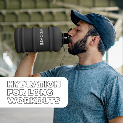 HYDRATE XL Jug, water bottle, BPA-free, leak-proof, flip lid, perfect for gym, sports, and on the go, clear water container, durable material, matte black, 2.2 l