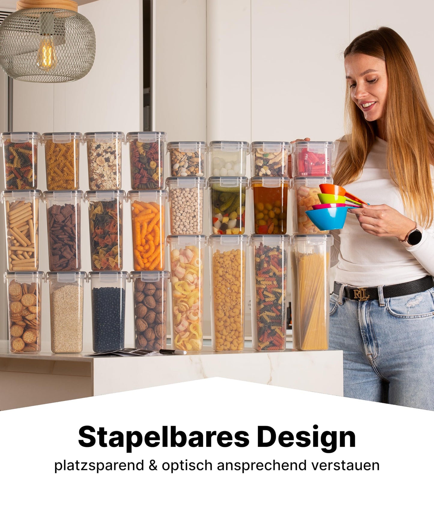 Deco House® Storage Containers with Lids 24 Set L - Kitchen Storage Box Airtight Container - Plastic Fresh-keeping Containers with Lid - Storage Jars for storing cereals, flour.