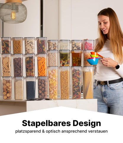 Deco House® Storage Containers with Lids 24 Set L - Kitchen Storage Box Airtight Container - Plastic Fresh-keeping Containers with Lid - Storage Jars for storing cereals, flour.