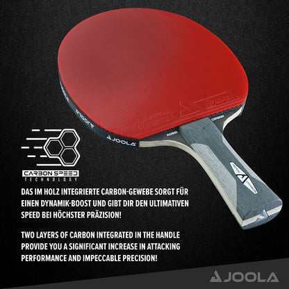 JOOLA Professional Table Tennis Bat Rosskopf Carbon & 54206 Table Tennis Bat Carbon X Pro ITTF approved professional competition table tennis bat 7 stars, 2mm sponge thickness, Black/Grey