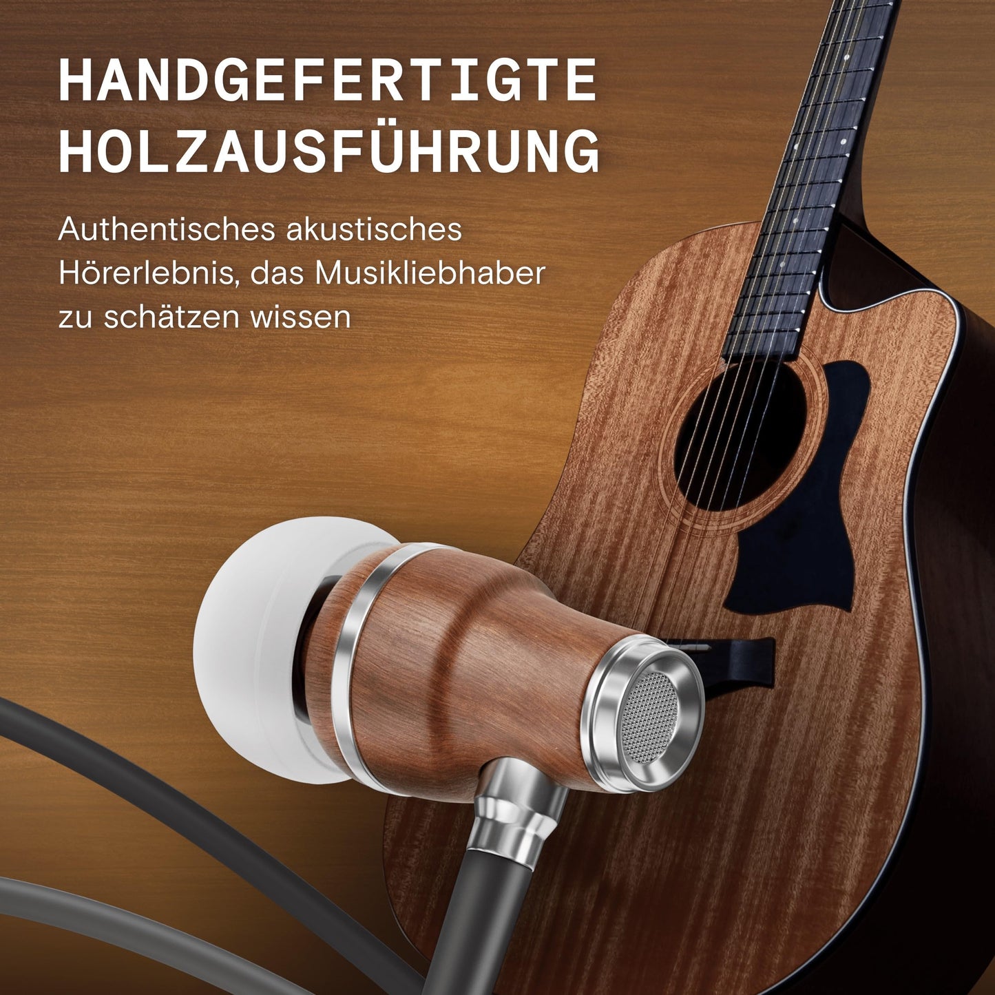 Symphonized® iPhone headphones with Apple MFI certification, wired headphones for iPhone, noise-cancelling in-ear headphones, 8mm bass, 3D sound from Bubinga wood, volume control for iPhone and iPad. NRG