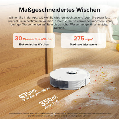 Roborock Q8 Max+ robot vacuum with auto-empty station, DuoRoller brush, 5500Pa suction power, 2.5L dust bag, 350mL water tank, PreciSense LiDAR navigation (White)
