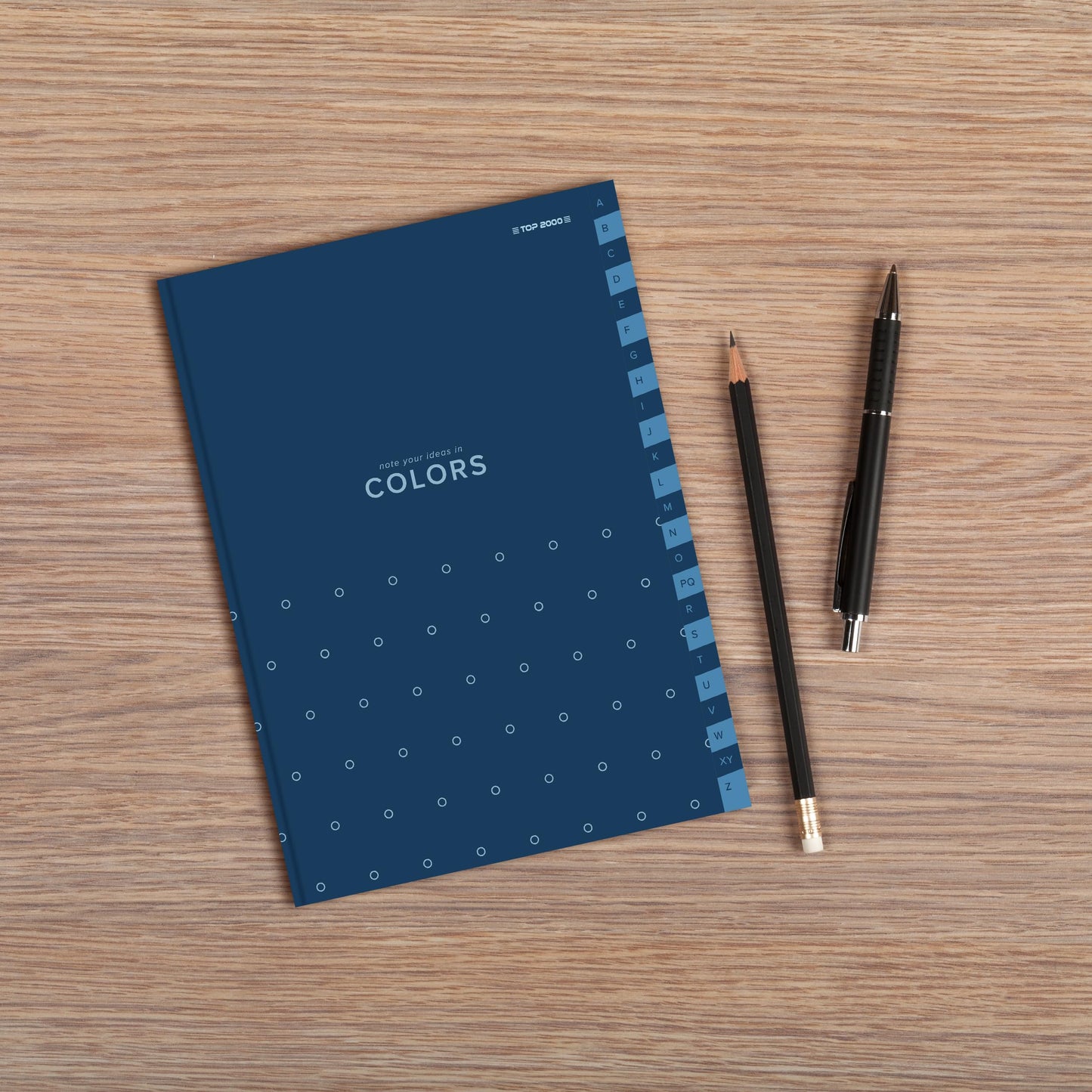 Top-2000 Index notebook A5 96 pages squared, A-Z, Blue/Notebook with index A-Z (Pack of 2)