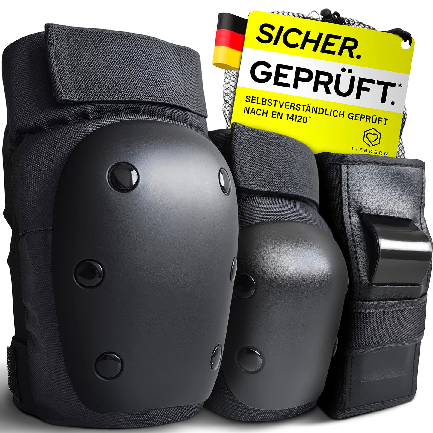 Liebkern Skate Protectors Set for adults & children [unisex] - Ideal for inline skating, skateboard, scooter - Adult inline skate knee pads Adult skate pads Adult protector set