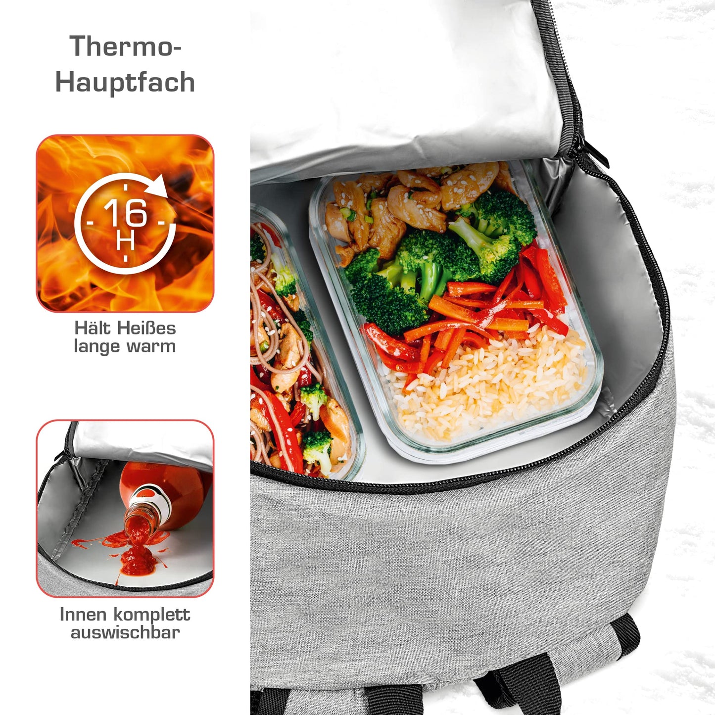 bomoe Cooler Backpack 25L - Outdoor backpack with 16h cooling function - Beach backpack with plenty of pockets to store items - Insulated cooler backpack - Grey cooler backpack - IceBreezer KR45