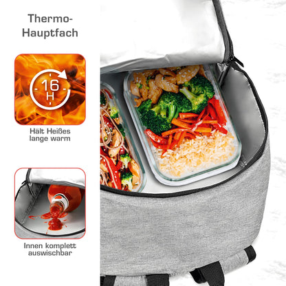 bomoe Cooler Backpack 25L - Outdoor backpack with 16h cooling function - Beach backpack with plenty of pockets to store items - Insulated cooler backpack - Grey cooler backpack - IceBreezer KR45