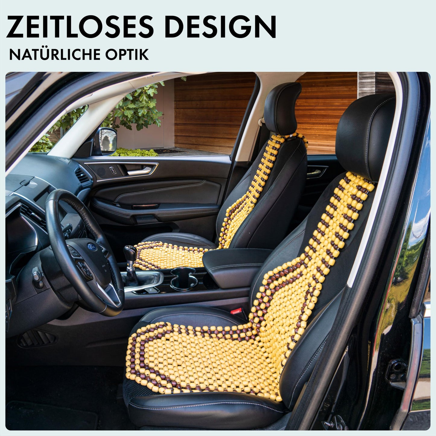 Walser CarComfort wooden bead seat cushion, seat cover with wooden balls, massage car seat cushion made of wood, universal natural seat mat 13550