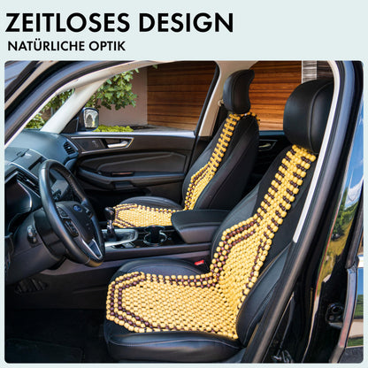 Walser CarComfort wooden bead seat cushion, seat cover with wooden balls, massage car seat cushion made of wood, universal natural seat mat 13550