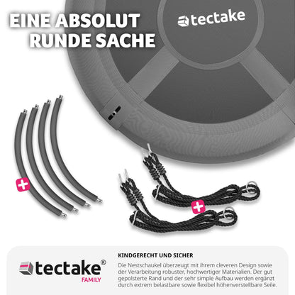 tectake® Nest Swing, capacity up to 120 kg, swing for children and adults, outdoor garden swing or indoor hanging chair, toy for garden or children's room (SIZE Ø 100 cm)