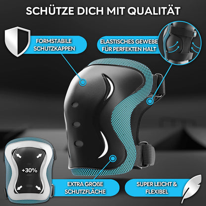 SKATEWIZ Adult Inline Skate Guards - Protective Gear - Skate Protectors for Women and Men - Knee and Elbow Pads - Skating Knee Pads - Impact Size L Blue