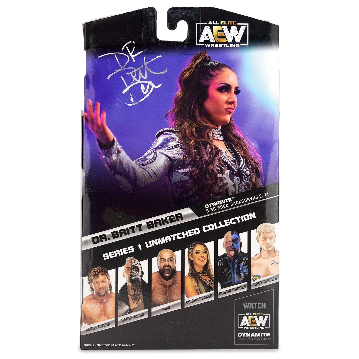 AEW All Elite Wrestling Dr. Britt Baker D.M.D. Action Figure, unmatched collector's item, Series 1, for ages 8 and up.