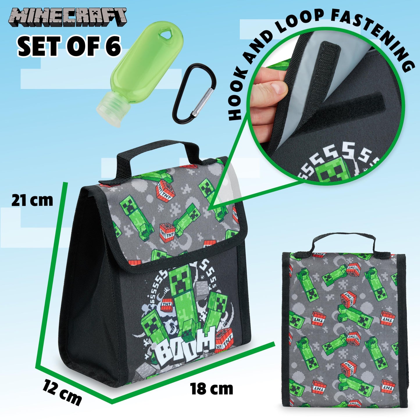 Minecraft backpack kids school bag set with lunch bag and pencil case, multicolored, one size, school bag set