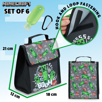 Minecraft backpack kids school bag set with lunch bag and pencil case, multicolored, one size, school bag set
