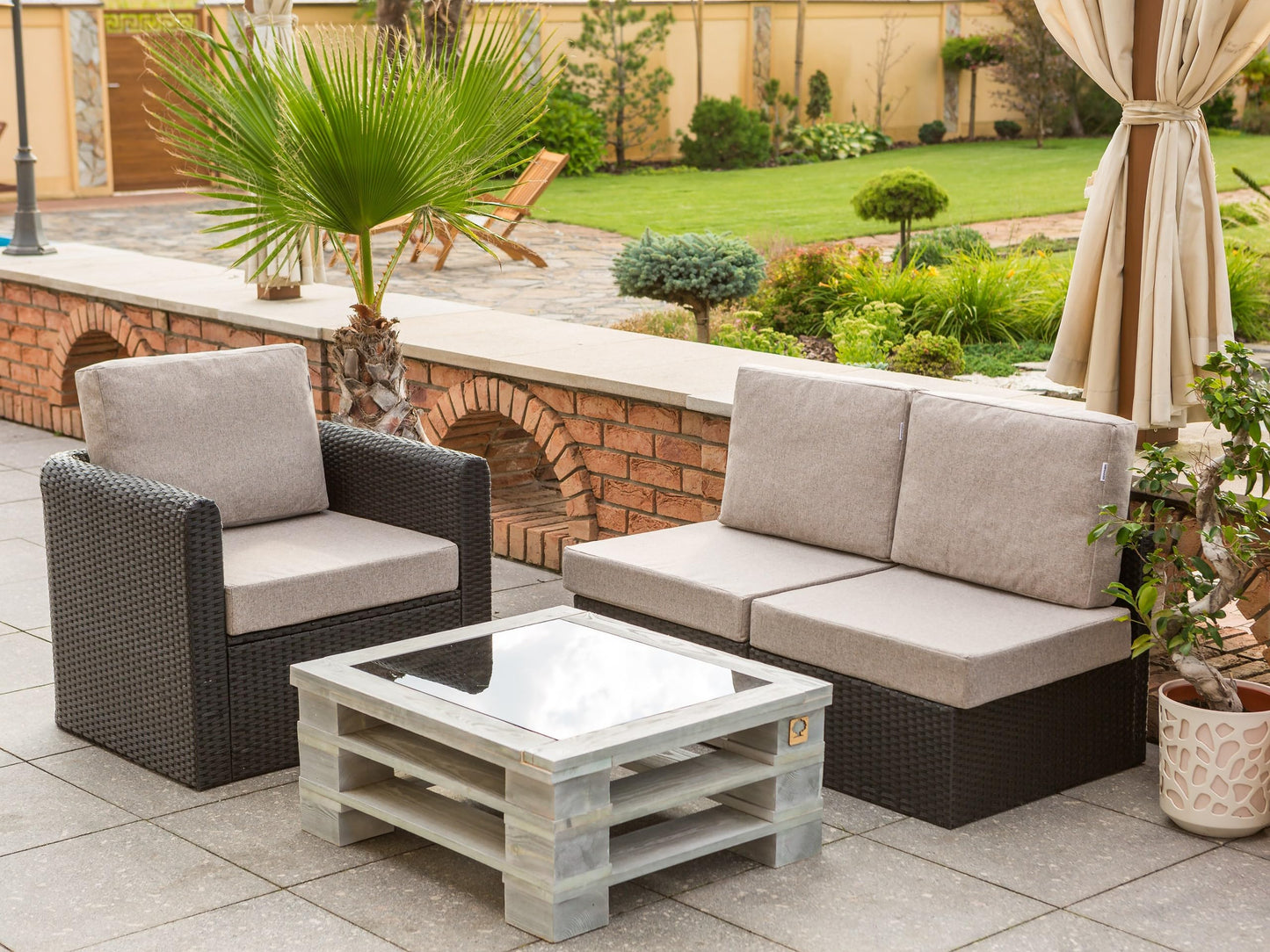 Bjird garden cushion seat pad for garden furniture, rattan, garden cushion cushion pads on rattan furniture, cushions for rattan chairs - Cappuccino - 60x550x8 cm