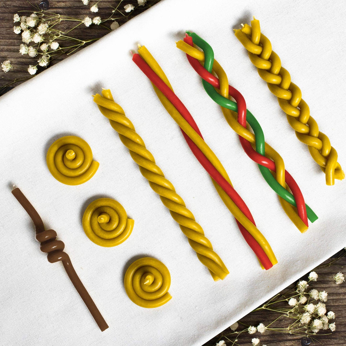 Diveevo Church Beeswax Candles №140 - Amber 350 pcs. I high-quality ritual candles L-16 cm Ø-5.0 mm I 30 min burning time in honey yellow I 1 kg thin candles drip- and smoke-free.
