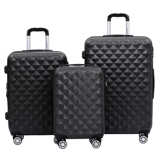 BEIBYE trolley suitcase travel suitcase luggage set set of 4 twin wheels hard shell (black)