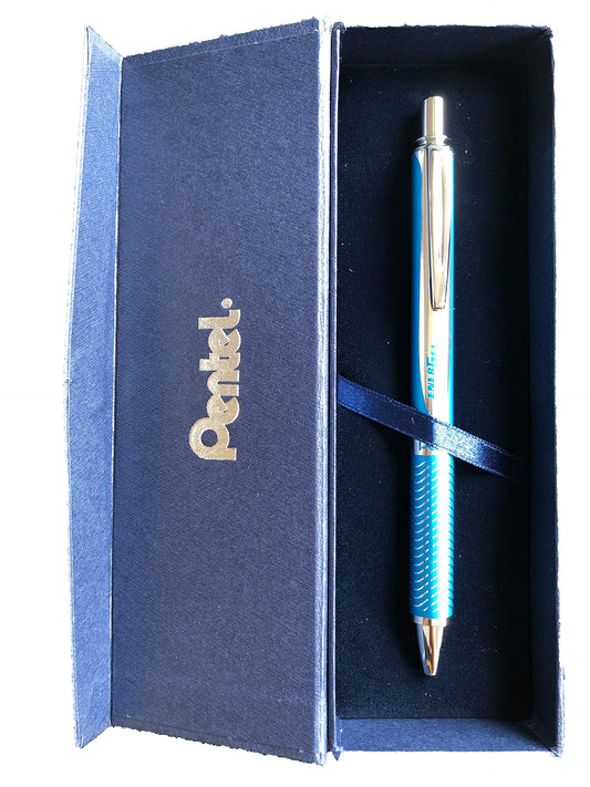 Pentel EnerGel Sterling - liquid gel pen, line width 0.35 mm, ball diameter 0.7 mm, ink color (Blue, Gift box)