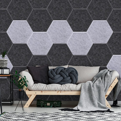 12 packs of Acoustic Absorption Panels, AGPTEK 30 x 26 x 0.9 cm Hexagon Absorption Tiles, Acoustic Soundproof Insulation Tiles, Perfect for wall decoration and soundproofing measures.