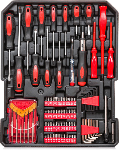 Kanwod KTOTC-1054 tool kit filled with 1000 pieces | Tool trolley set for DIY enthusiasts and master craftsmen | for workshop and household | includes wrenches, hammer, and more.